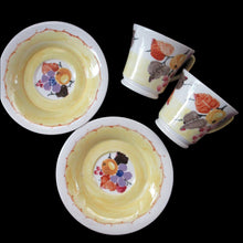 Load image into Gallery viewer, 1920s Complete Mak Merry Makmerry Coffee Set. Yellow Ground with Fruit and Berries Pattern
