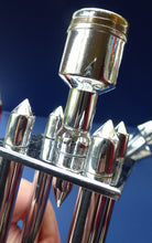 Load image into Gallery viewer, Pair of Vintage Art Deco Style Chrome Candlesticks on Brass
