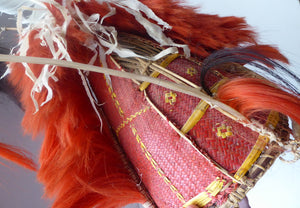 Vintage / Antique Nagaland Naga Woven Helmet Decorated with Goat Hair and Tusks