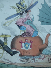 Load image into Gallery viewer, ANTIQUE SATIRICAL PRINT. 1820s Hand-Coloured Etching. LOCOMOTION by R.S. Shortshanks. Pulished by Thomas McLean
