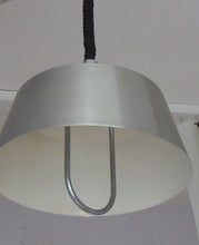 Load image into Gallery viewer, HERCULES Pendant Lamp. 1970s BRUSHED ALUMINIUM Hanging Light Shade with Rise and Fall Mechanism
