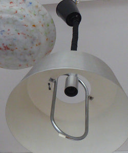 HERCULES Lamp. 1970s BRUSHED ALUMINIUM Hanging Light Shade with Rise and Fall Mechanism