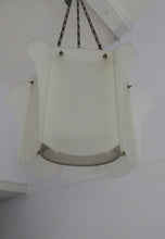 Load image into Gallery viewer, 1930s Art Deco Hanging Light Shade White Frosted Glass Panels on Metal Frame
