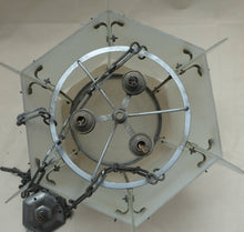 Load image into Gallery viewer, 1930s Art Deco Hanging Light Shade White Frosted Glass Panels on Metal Frame

