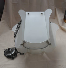 Load image into Gallery viewer, 1930s Art Deco Hanging Light Shade White Frosted Glass Panels on Metal Frame
