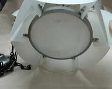 Load image into Gallery viewer, 1930s Art Deco Hanging Light Shade White Frosted Glass Panels on Metal Frame
