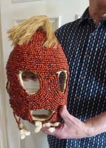 AFRICAN MASK North NIgeria Koro Angas People Red Abrus Berries