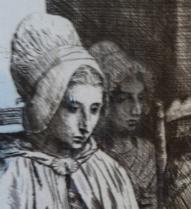 Alphonse Legros Etching Peasant Women from near Boulogne