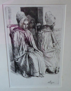 Alphonse Legros Etching Peasant Women from near Boulogne