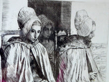 Load image into Gallery viewer, Alphonse Legros Etching Peasant Women from near Boulogne

