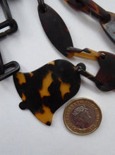 Load image into Gallery viewer, Antique 1880s Tortoiseshell Chain Link Pendant with Bell Decoration
