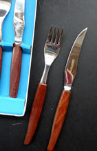 Load image into Gallery viewer, 1960s Glosswood Cutlery Steak Knives and Forks with Teak Handles
