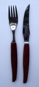 1960s Glosswood Cutlery Steak Knives and Forks with Teak Handles