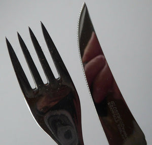 1960s Glosswood Cutlery Steak Knives and Forks with Teak Handles