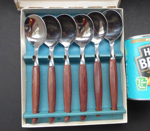Vintage 1960s Glosswood Cutlery. Set of Six Soup Spoons