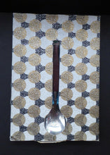 Load image into Gallery viewer, Vintage 1960s GLOSSWOOD Cutlery. Stainless Steel Six Dessert Spoons &amp; Larger Serving Spoon with Teak Effect Handles. Original Retail Box
