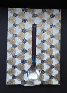Vintage 1960s GLOSSWOOD Cutlery. Stainless Steel Six Dessert Spoons & Larger Serving Spoon with Teak Effect Handles. Original Retail Box