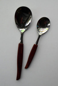 1960s Glosswood Cutlery Six Dessert Spoons and Serving Spoon