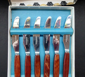 Vintage 1960s Glosswood Cutlery. Set of Six Dinner Knives