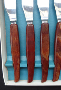 Vintage 1960s Glosswood Cutlery. Set of Six Dinner Knives