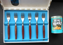 Load image into Gallery viewer, 1960s British Glosswood Cutlery. Box of Six Forks
