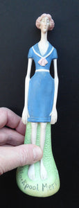 Very Rare Antique Bisque Porcelain SKINNY or Elongated  Figurine by Schafer & Vater: BLACKPOOL MERMAID