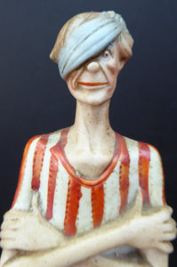 Very Rare Antique Bisque Porcelain SKINNY or Elongated Figurine by Schafer & Vater: THE VICTOR (Footballer) 