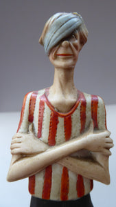 Very Rare Antique Bisque Porcelain SKINNY or Elongated Figurine by Schafer & Vater: THE VICTOR (Footballer) 