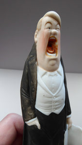 Antique Bisque Porcelain SKINNY or Elongated Figurine by Schafer & Vater: MR BASS (Opera Singer) 