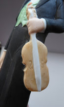 Load image into Gallery viewer, Antique Bisque Porcelain SKINNY or Elongated Figurine by Schafer &amp; Vater: THE VIOLINST
