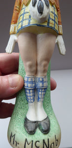 Very Rare Antique Bisque Porcelain SKINNY or Elongated Figurine by Schafer & Vater: MR MCNAB (Scotsman In Mini Kilt) 