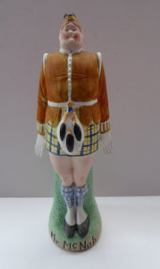 Very Rare Antique Bisque Porcelain SKINNY or Elongated Figurine by Schafer & Vater: MR MCNAB (Scotsman In Mini Kilt) 