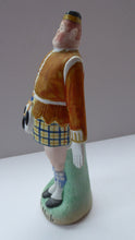 Load image into Gallery viewer, Very Rare Antique Bisque Porcelain SKINNY or Elongated Figurine by Schafer &amp; Vater: MR MCNAB (Scotsman In Mini Kilt) 
