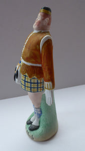 Very Rare Antique Bisque Porcelain SKINNY or Elongated Figurine by Schafer & Vater: MR MCNAB (Scotsman In Mini Kilt) 