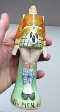 Load image into Gallery viewer, Very Rare Antique Bisque Porcelain SKINNY or Elongated Figurine by Schafer &amp; Vater: MR MCNAB (Scotsman In Mini Kilt) 
