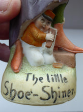 Load image into Gallery viewer, Antique Bisque Porcelain SKINNY or Elongated Figurine by Schafer &amp; Vater: THE LITTLE SHOE SHINER
