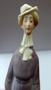 Antique Bisque Porcelain SKINNY or Elongated Figurine by Schafer & Vater: THE LITTLE SHOE SHINER