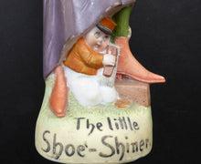 Load image into Gallery viewer, Antique Bisque Porcelain SKINNY or Elongated Figurine by Schafer &amp; Vater: THE LITTLE SHOE SHINER
