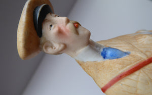 Very Rare Antique Bisque Porcelain SKINNY or Elongated Figurine by Schafer & Vater: THE GOLFER