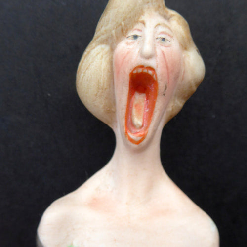 Antique Bisque Porcelain SKINNY or Elongated Figurine by Schafer & Vater: THE NIGHTINGALE (Opera Singer)