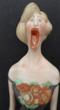 Load image into Gallery viewer, Antique Bisque Porcelain SKINNY or Elongated Figurine by Schafer &amp; Vater: THE NIGHTINGALE (Opera Singer)
