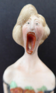 Antique Bisque Porcelain SKINNY or Elongated Figurine by Schafer & Vater: THE NIGHTINGALE (Opera Singer)