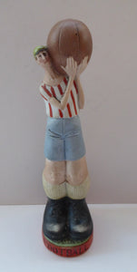 Antique Bisque Porcelain SKINNY or Elongated Figurine by Schafer & Vater: FOOTBALLER