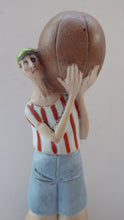 Load image into Gallery viewer, Antique Bisque Porcelain SKINNY or Elongated Figurine by Schafer &amp; Vater: FOOTBALLER
