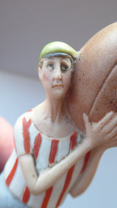 Antique Bisque Porcelain SKINNY or Elongated Figurine by Schafer & Vater: FOOTBALLER