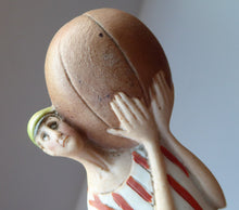 Load image into Gallery viewer, Antique Bisque Porcelain SKINNY or Elongated Figurine by Schafer &amp; Vater: FOOTBALLER
