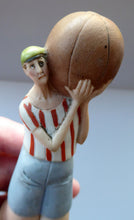 Load image into Gallery viewer, Antique Bisque Porcelain SKINNY or Elongated Figurine by Schafer &amp; Vater: FOOTBALLER
