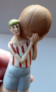 Antique Bisque Porcelain SKINNY or Elongated Figurine by Schafer & Vater: FOOTBALLER