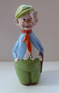 Very Rare 1920s SCHAFER & VATER Gin Flask or Bottle in the Form of a Comical Dutch Man Carrying a Walking Stick