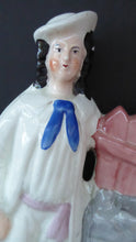 Load image into Gallery viewer, Antique STAFFORDSHIRE Flatback Figurine. Victorian Couple Standing Beside a Water Wall. Excellent Condition
